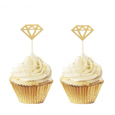 Hens Night Cupcake Toppers 10pack - DIAMOND SOLITAIRE GOLD